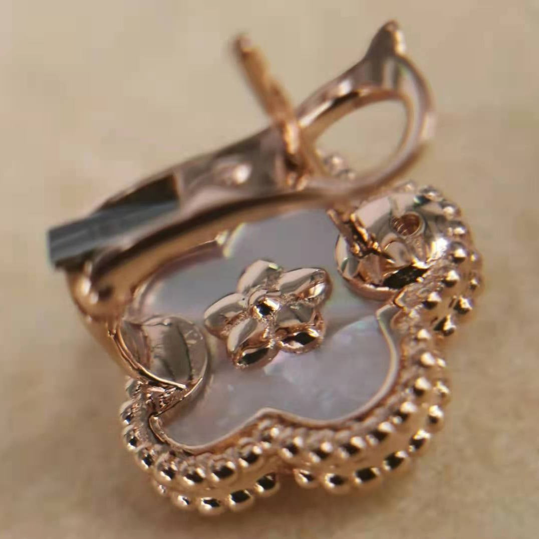 Pnstime Lucky Spring White Blossom Rose Gold Earrings - Image 8