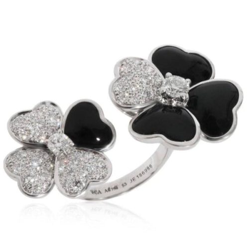 Pnstime Cosmos Between The Finger Diamond Black Ring For Women