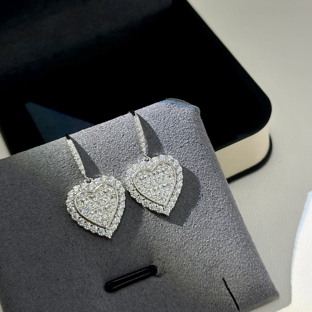 Pnstime T Heart Diamonds Earrings - Image 3
