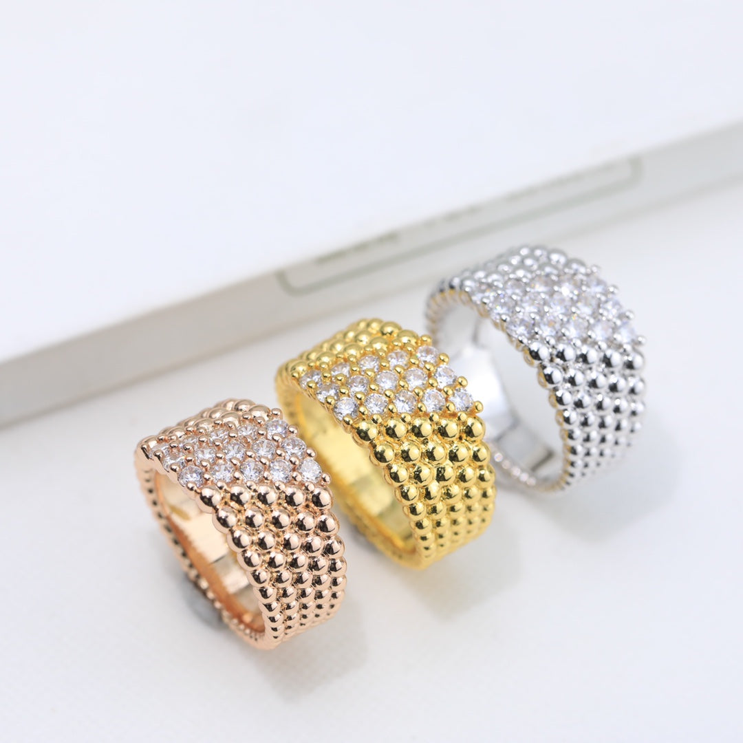 Pnstime Perlée Diamonds Five Rows Ring - Image 5