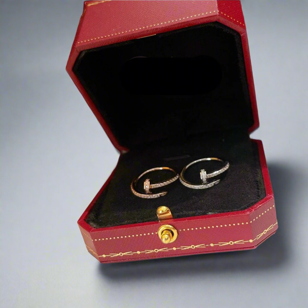 Pnstime Juste Un Clou Full Diamond Ring Luxury Women - Image 2