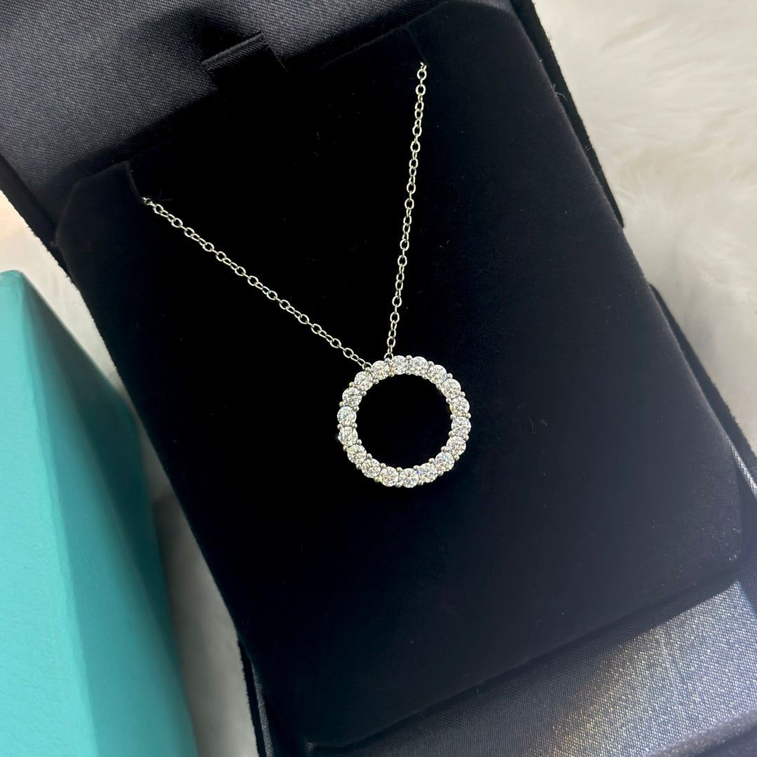Pnstime T Circle Diamonds Necklace - Image 2