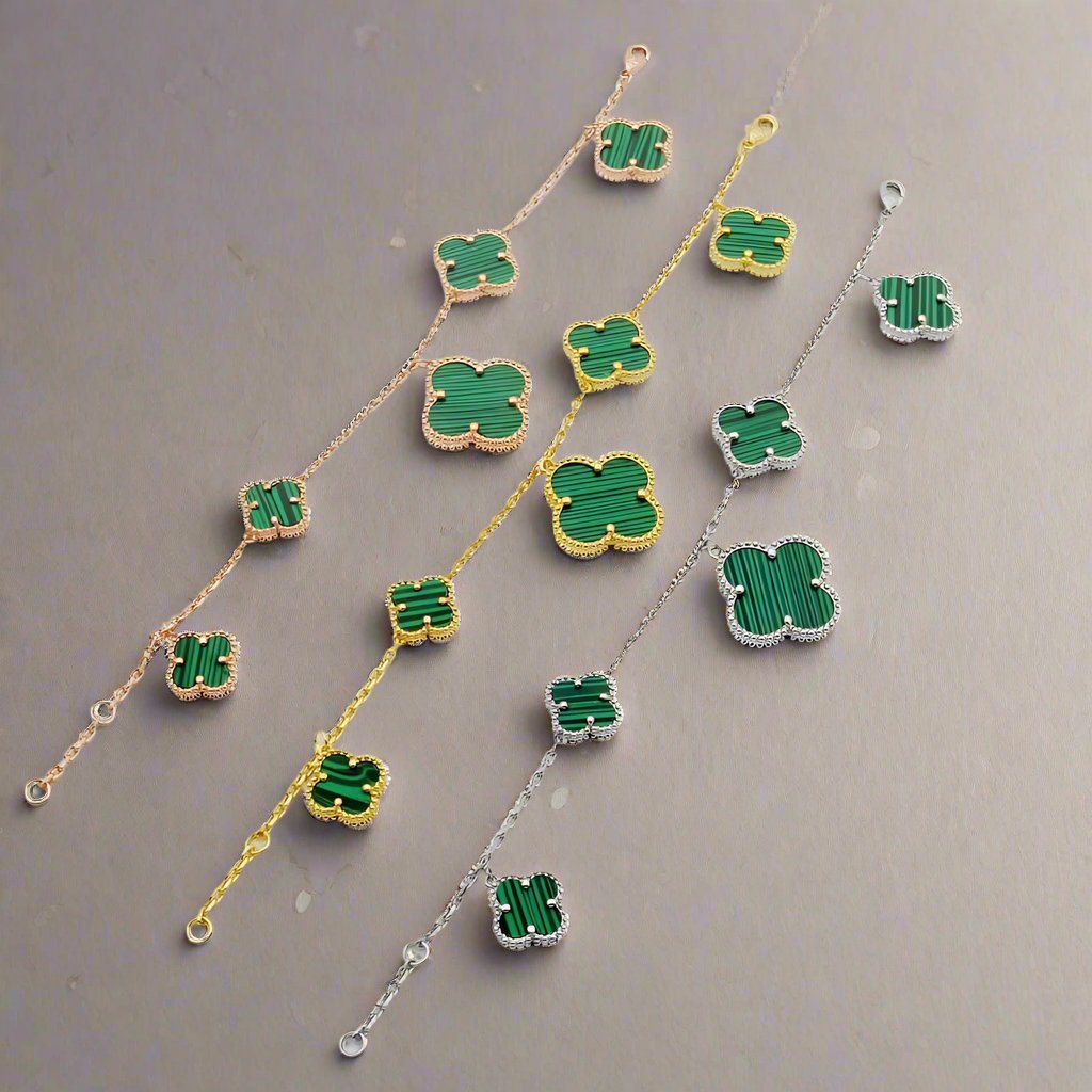 Pnstime Magic Alhambra Five Malachite Motifs Clover Bracelet Luxury - Image 4
