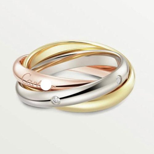 Pnstime Trinity Classic Five Diamonds Ring for Couple