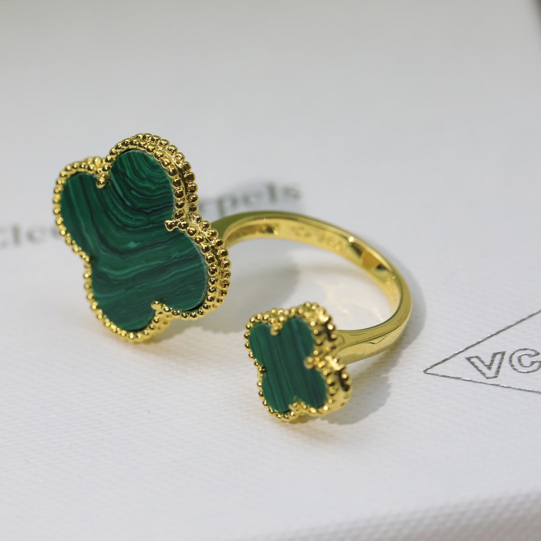 Pnstime Magic Alhambra Malachite Clover Ring Luxury - Image 4
