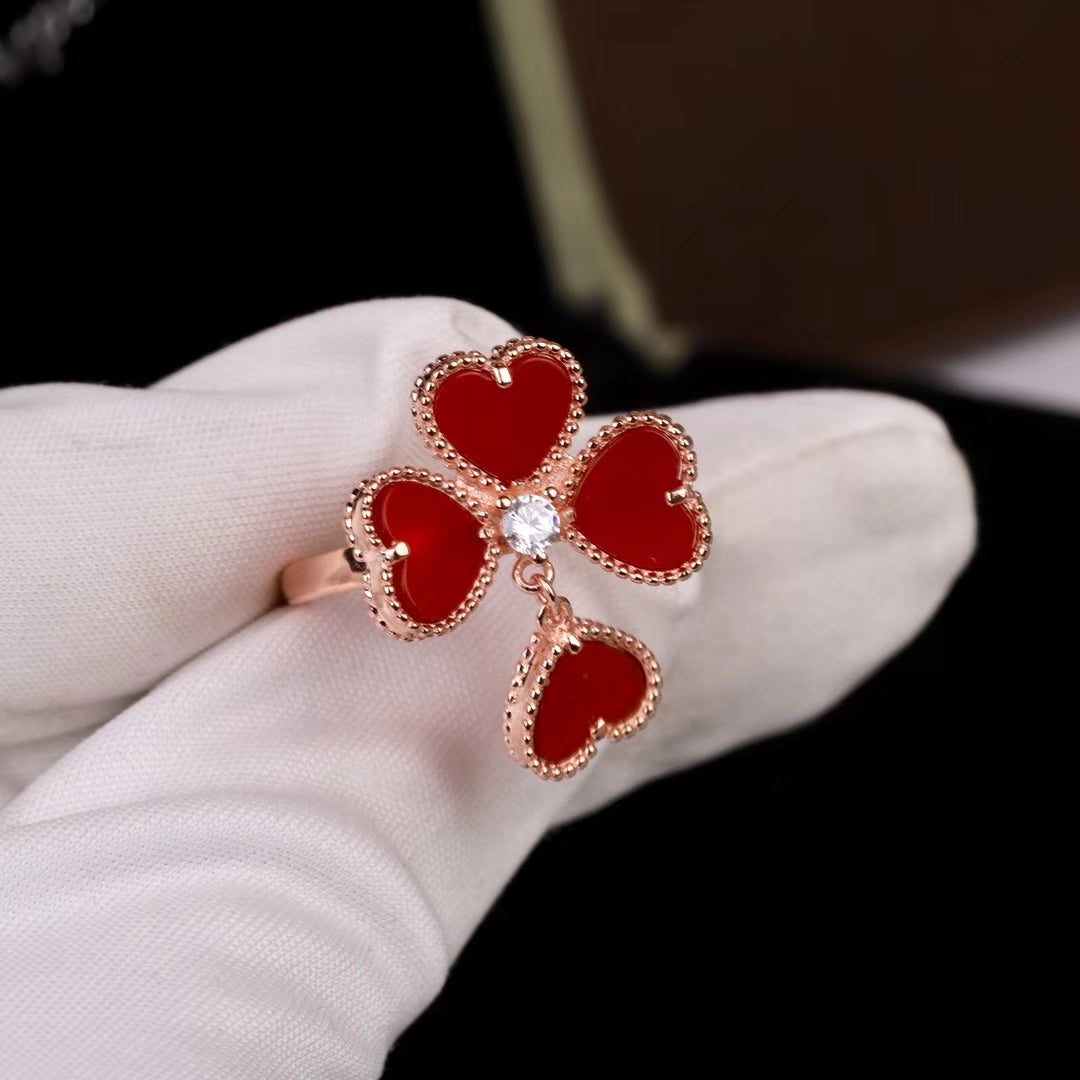 Pnstime Sweet Alhambra Effeuillage Ring Gift Jewelry - Image 5