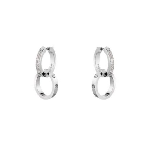 Pnstime Love Double Hoop Diamond Earrings Stylish Women