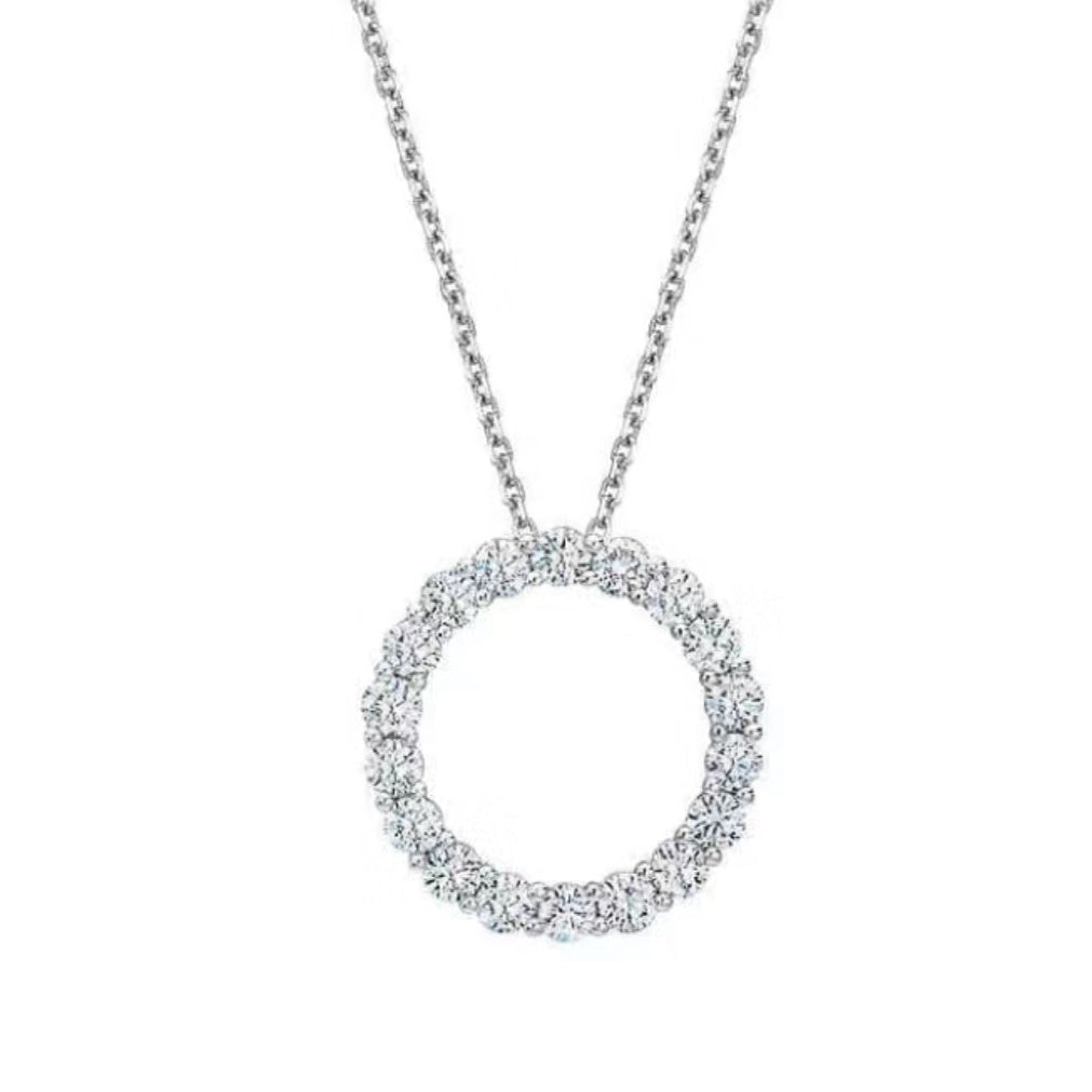 Pnstime T Circle Diamonds Necklace