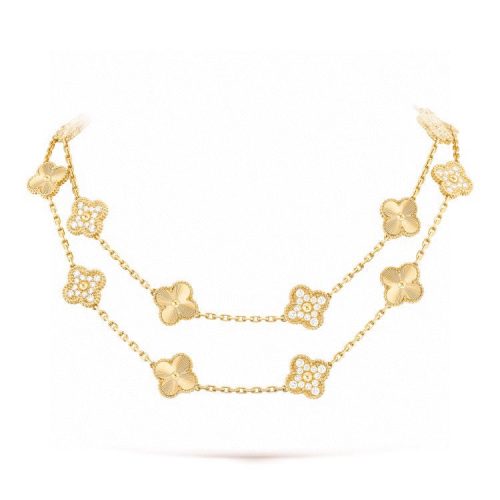 Pnstime Vintage Alhambra 20 Motifs Long Necklace