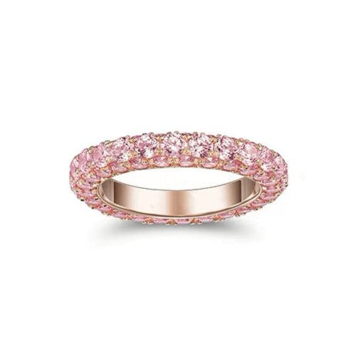 Pnstime T Pink Crystal Ring