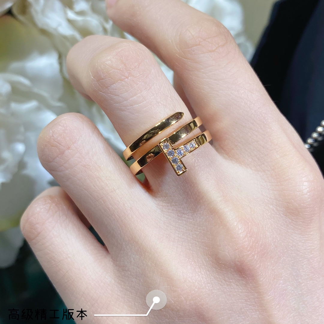 Pnstime T Diamond Square Ring - Image 3