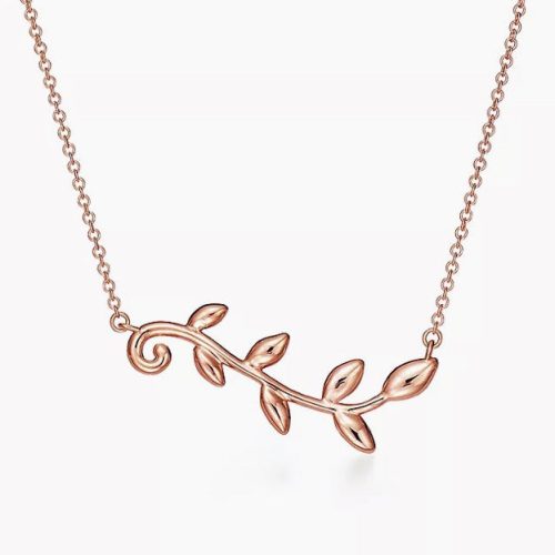Pnstime T Olive Leaf Vine Pendant Necklace