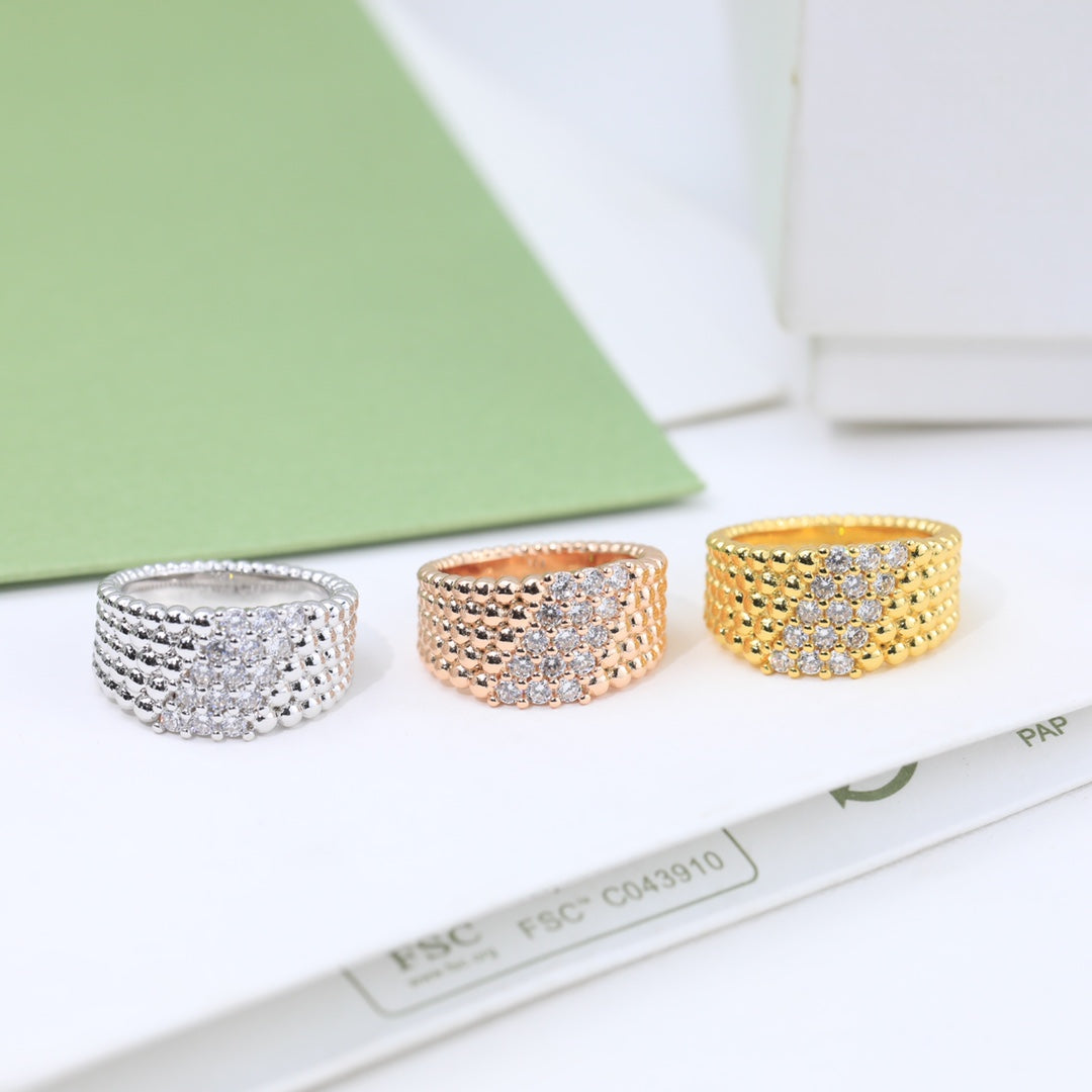 Pnstime Perlée Diamonds Five Rows Ring - Image 13