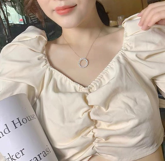 Pnstime T Circle Diamonds Necklace - Image 3