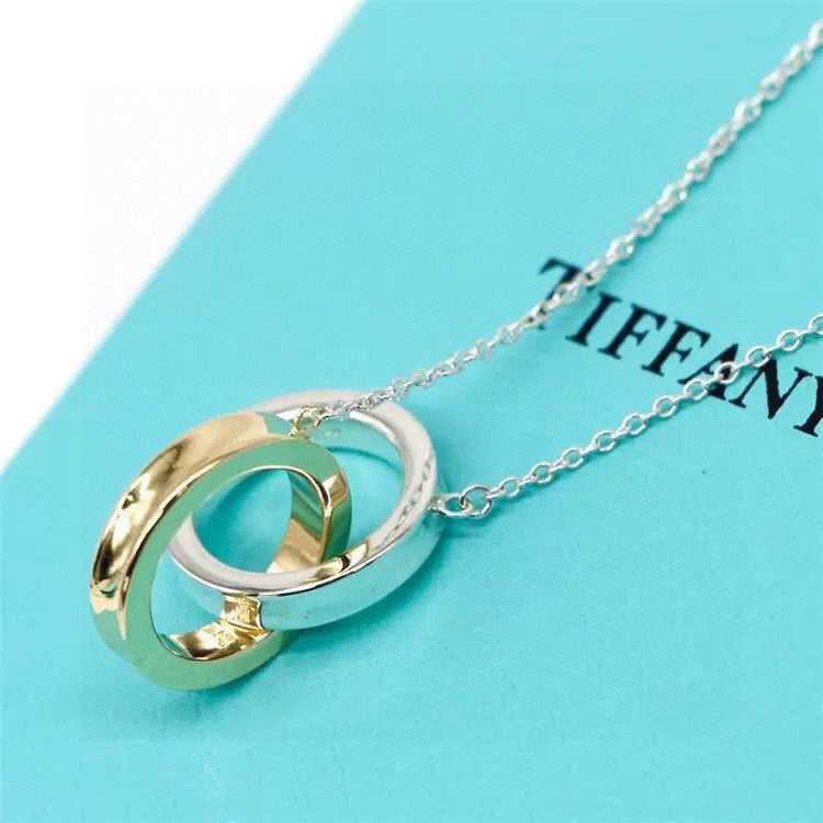 Pnstime 1837 Interlocking Circles Pendant Necklace Gift Jewelry - Image 2