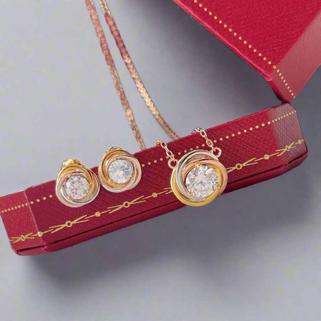 Pnstime Trinity Diamond Earrings for Couple - Image 3