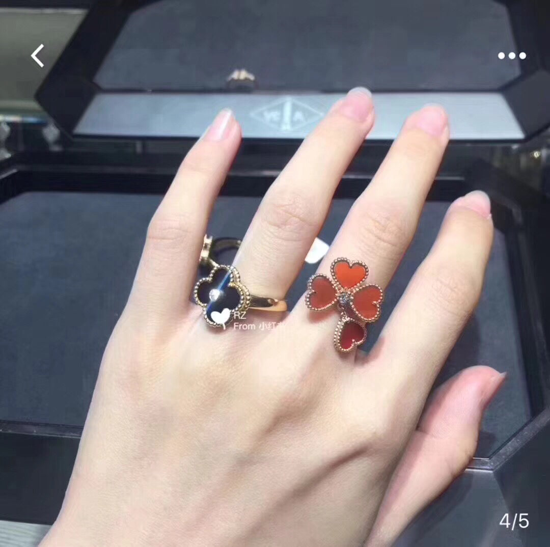 Pnstime Sweet Alhambra Effeuillage Ring Gift Jewelry - Image 4