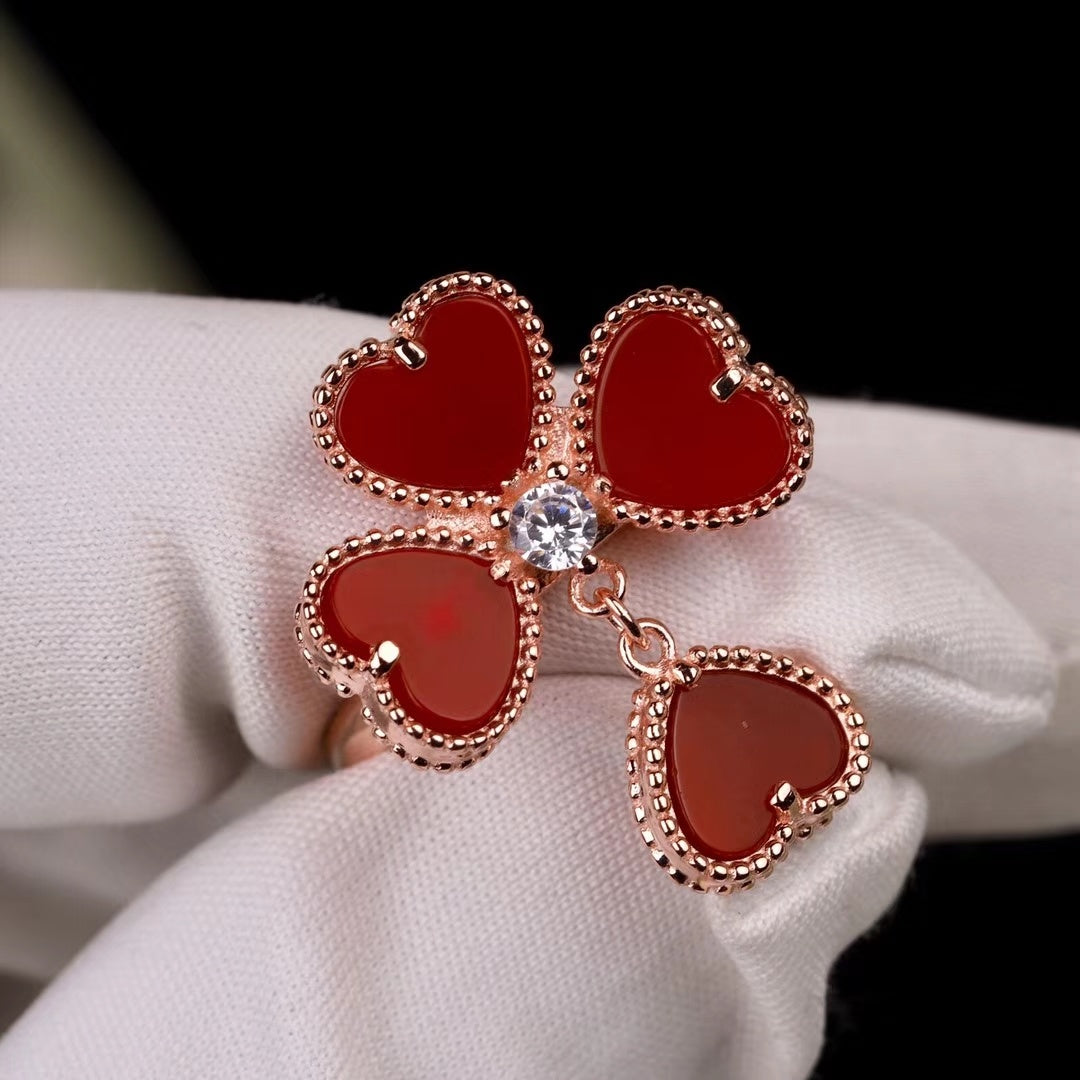 Pnstime Sweet Alhambra Effeuillage Ring Gift Jewelry - Image 2