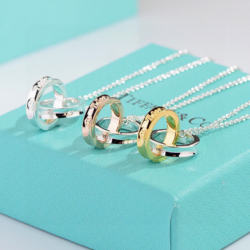 Pnstime 1837 Interlocking Circles Pendant Necklace Gift Jewelry - Image 3