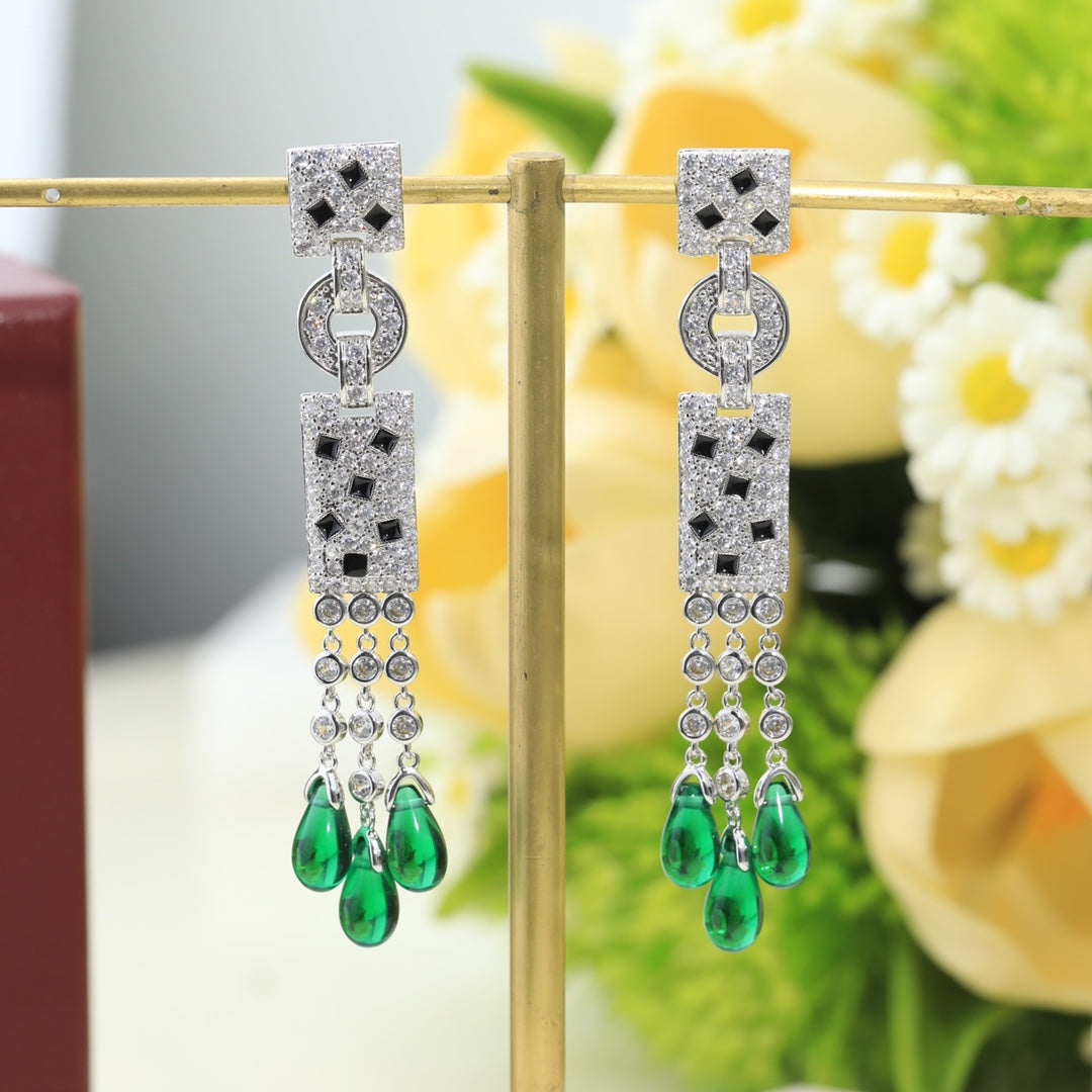Pnstime Panthère De Long Diamond Earrings For Women - Image 7