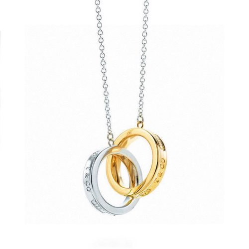 Pnstime 1837 Interlocking Circles Pendant Necklace Gift Jewelry