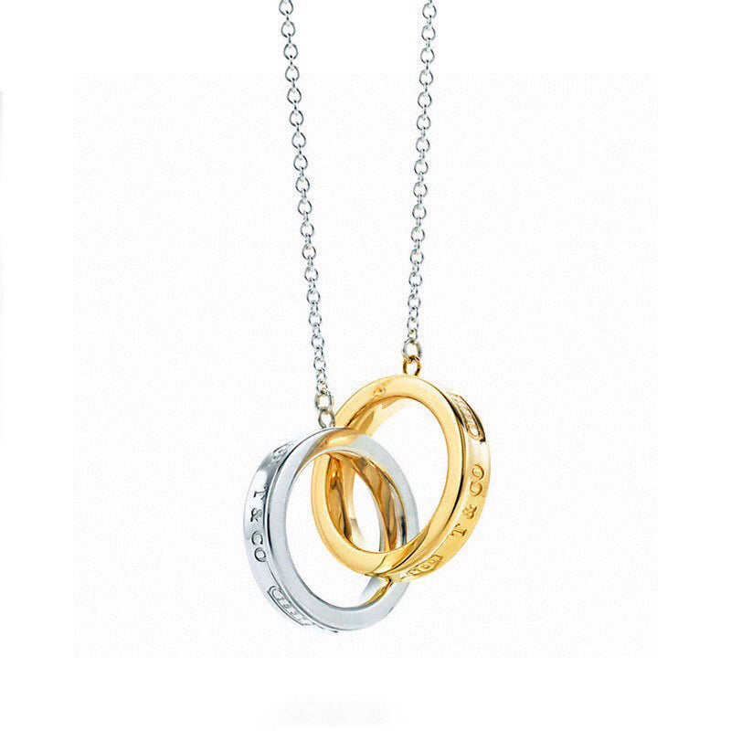 Pnstime 1837 Interlocking Circles Pendant Necklace Gift Jewelry
