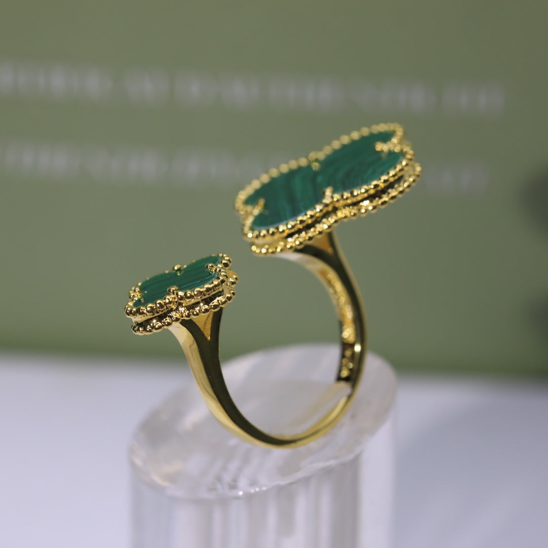 Pnstime Magic Alhambra Malachite Clover Ring Luxury - Image 6