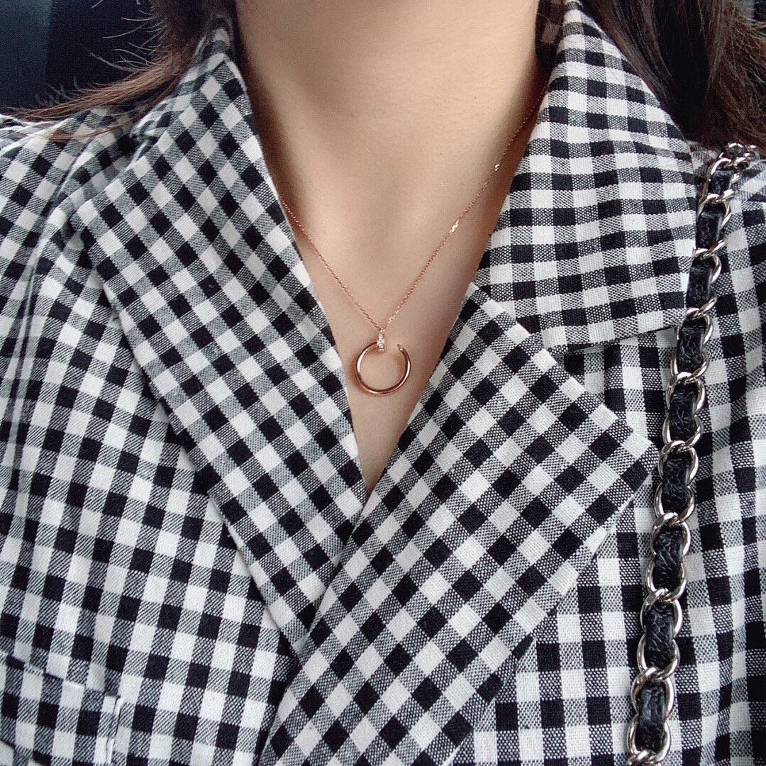 Pnstime Juste Un Clou Plain Round Diamonds Necklace Elegant Women - Image 14