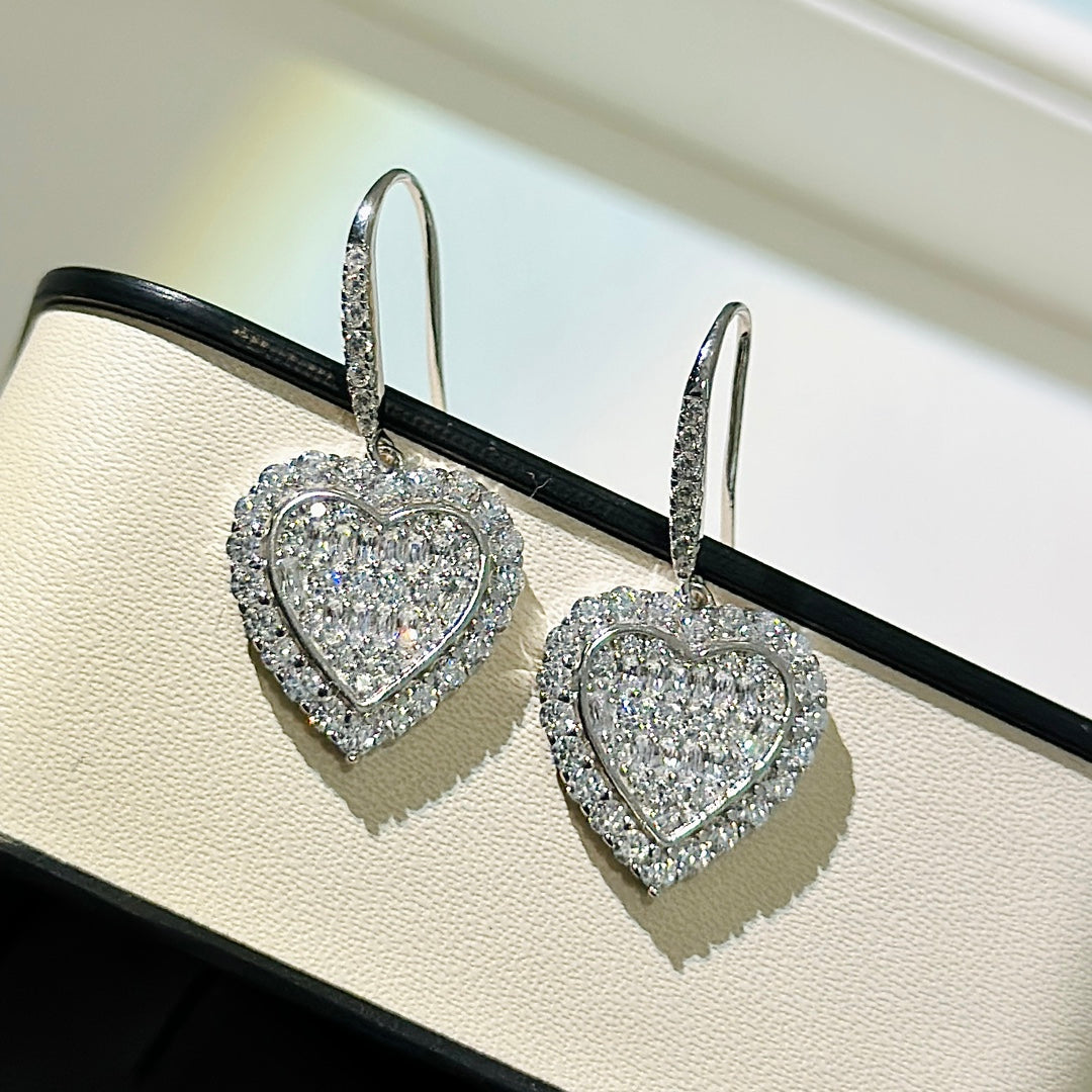 Pnstime T Heart Diamonds Earrings - Image 7