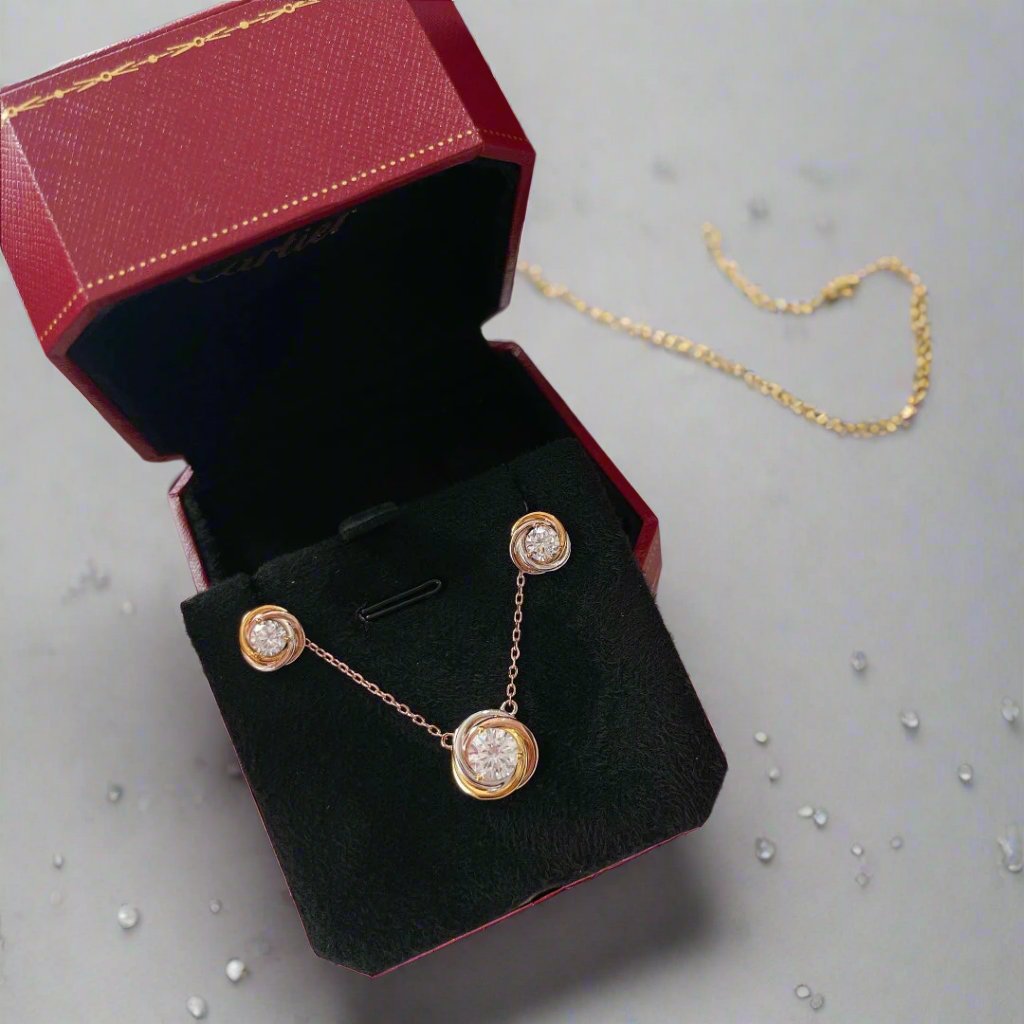 Pnstime Trinity Diamond Earrings for Couple - Image 2