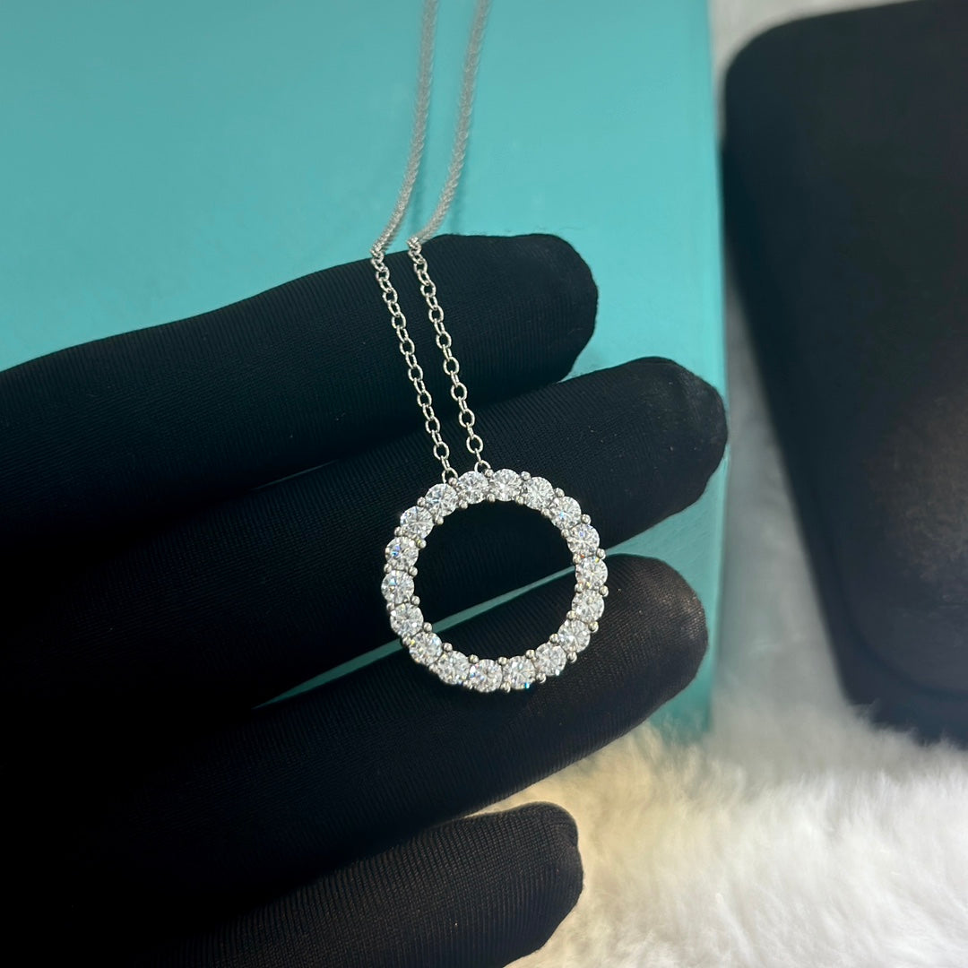 Pnstime T Circle Diamonds Necklace - Image 7