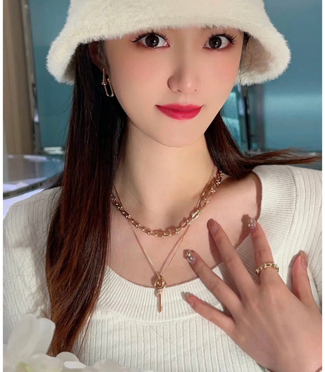 Pnstime T Keys Woven Diamonds Medium Necklace - Image 6