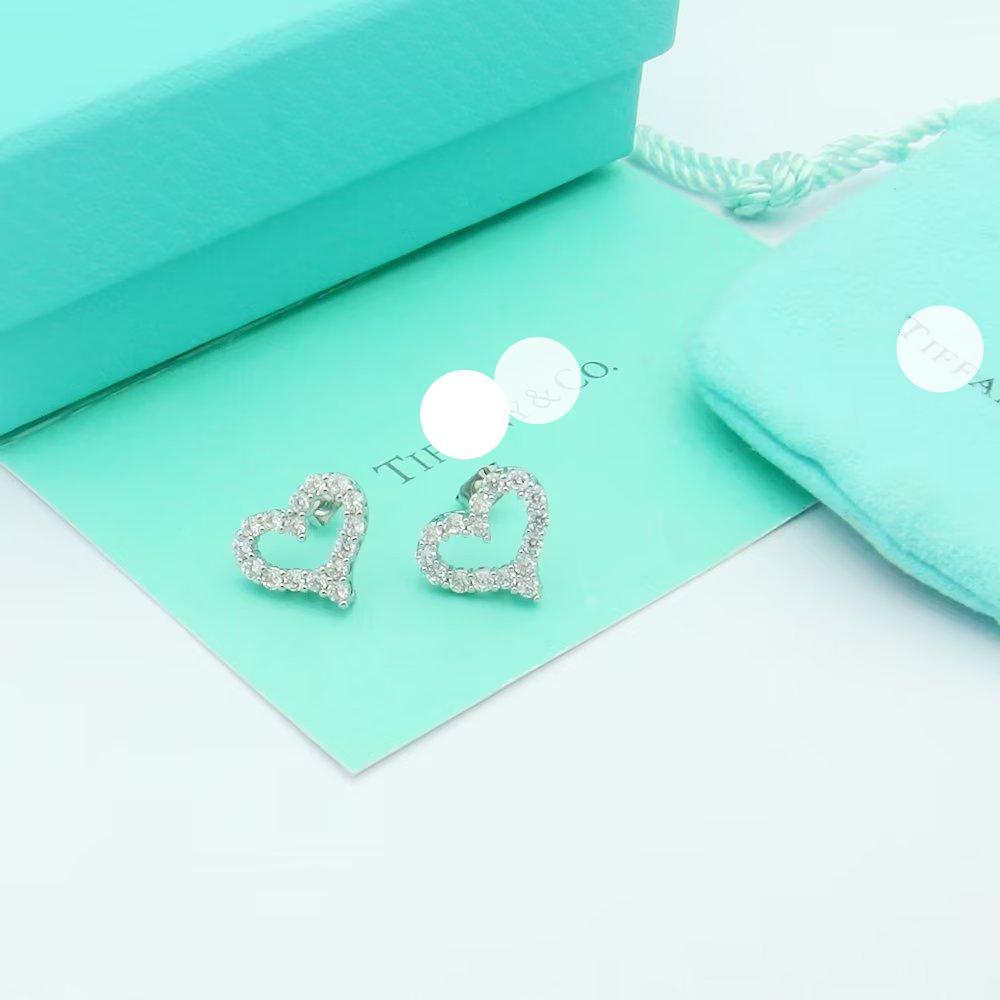 Pnstime T Heart Diamonds Earrings - Image 2