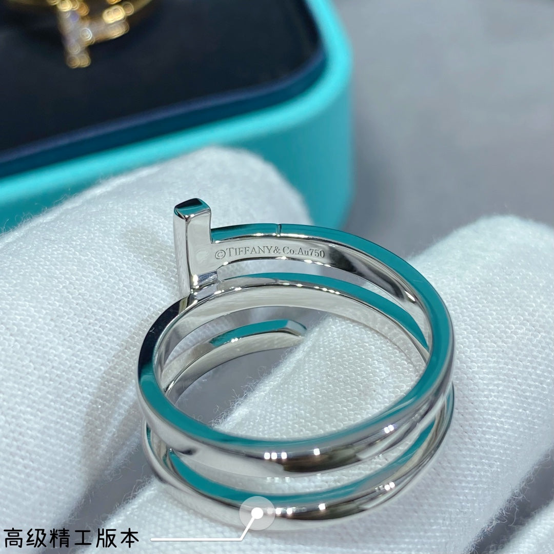 Pnstime T Diamond Square Ring - Image 5