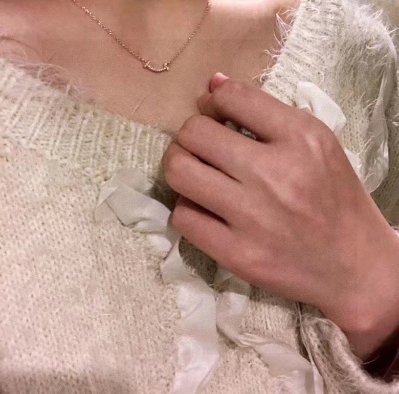 Pnstime T Small Diamond Pendant Necklace - Image 6