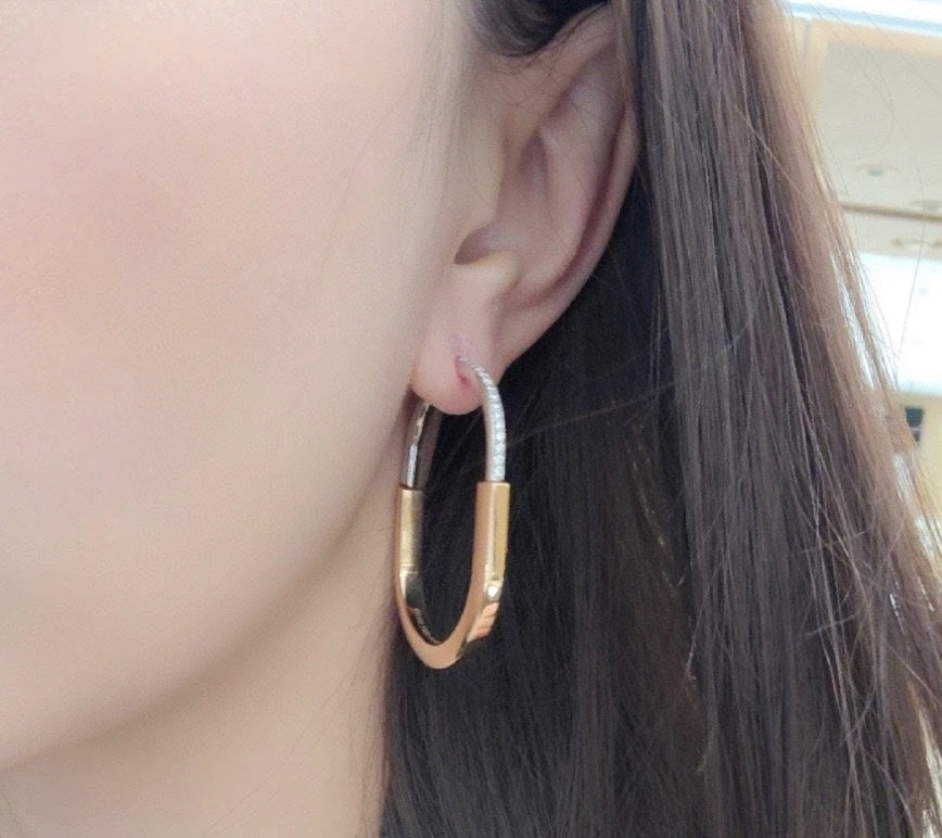 Pnstime T Lock Diamond Earrings - Image 3