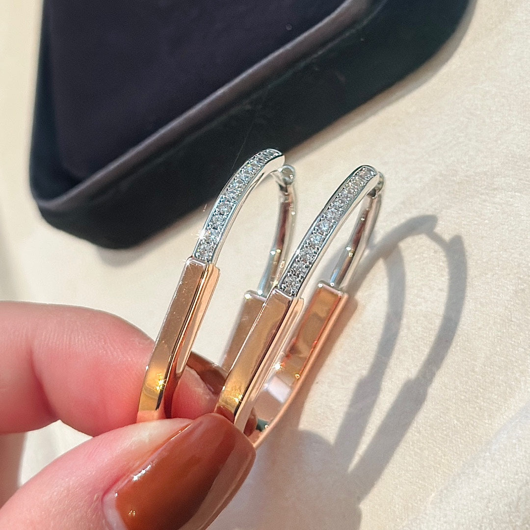 Pnstime T Lock Diamond Earrings - Image 5