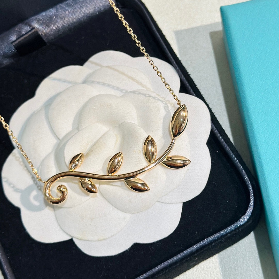 Pnstime T Olive Leaf Vine Pendant Necklace - Image 7