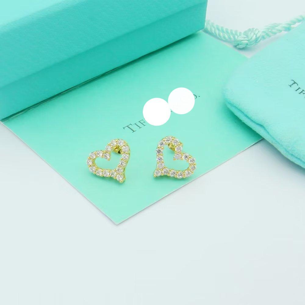 Pnstime T Heart Diamonds Earrings - Image 3