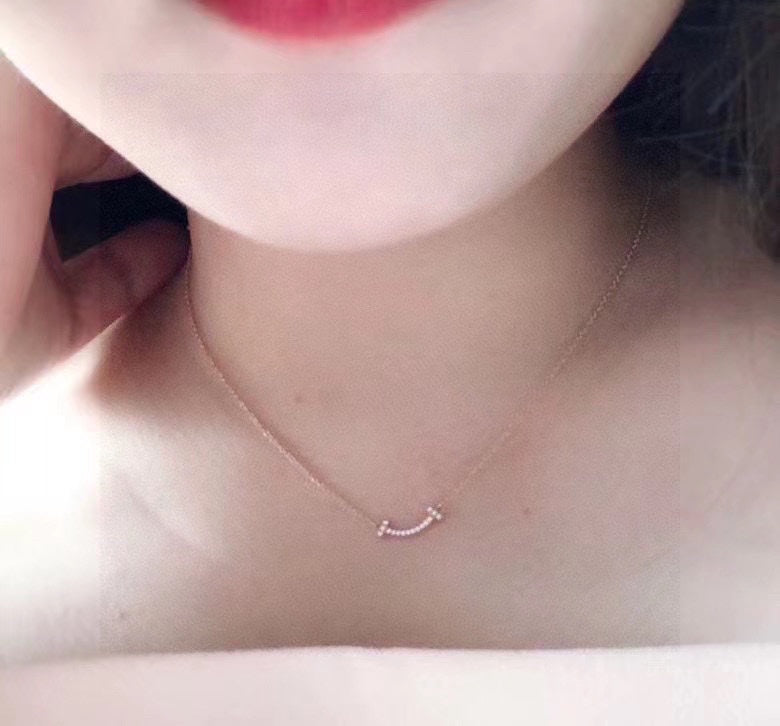 Pnstime T Small Diamond Pendant Necklace - Image 7