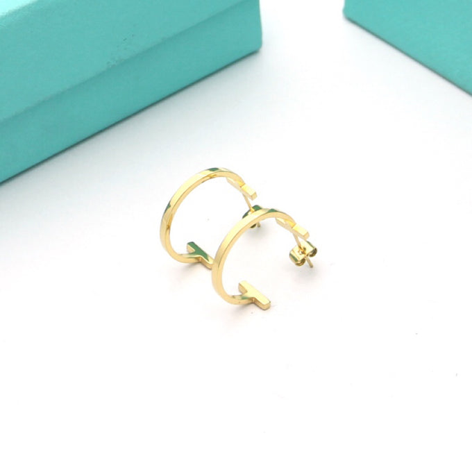 Pnstime T Hoop Earrings - Image 2