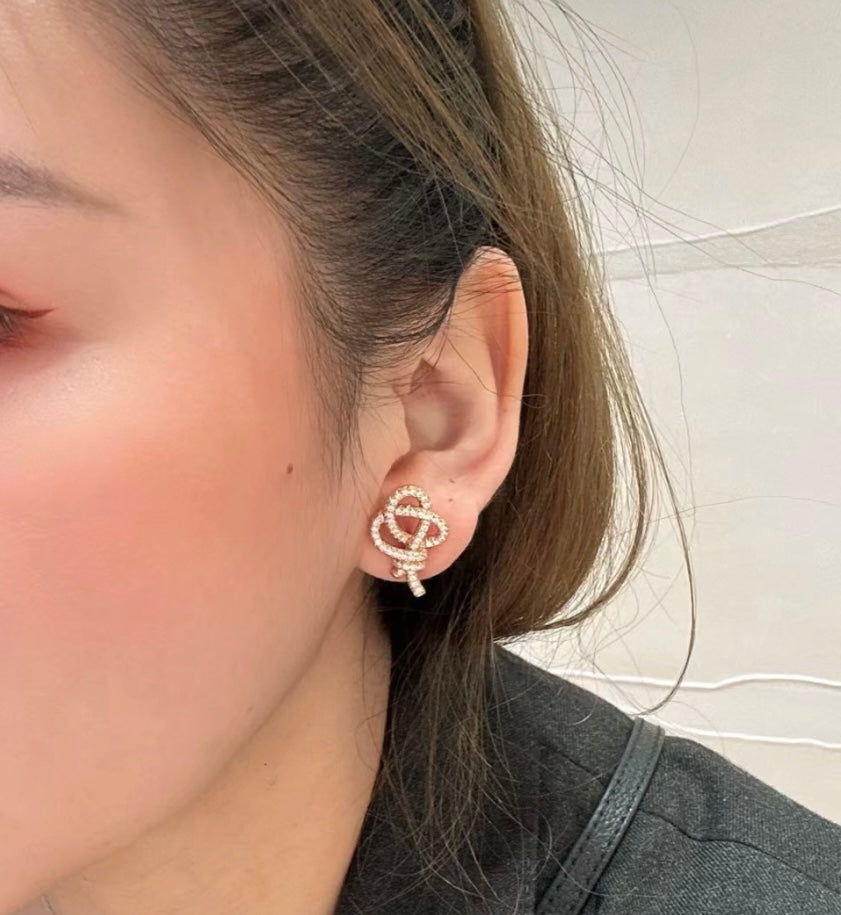 Pnstime T Keys Woven Diamond Earrings - Image 9