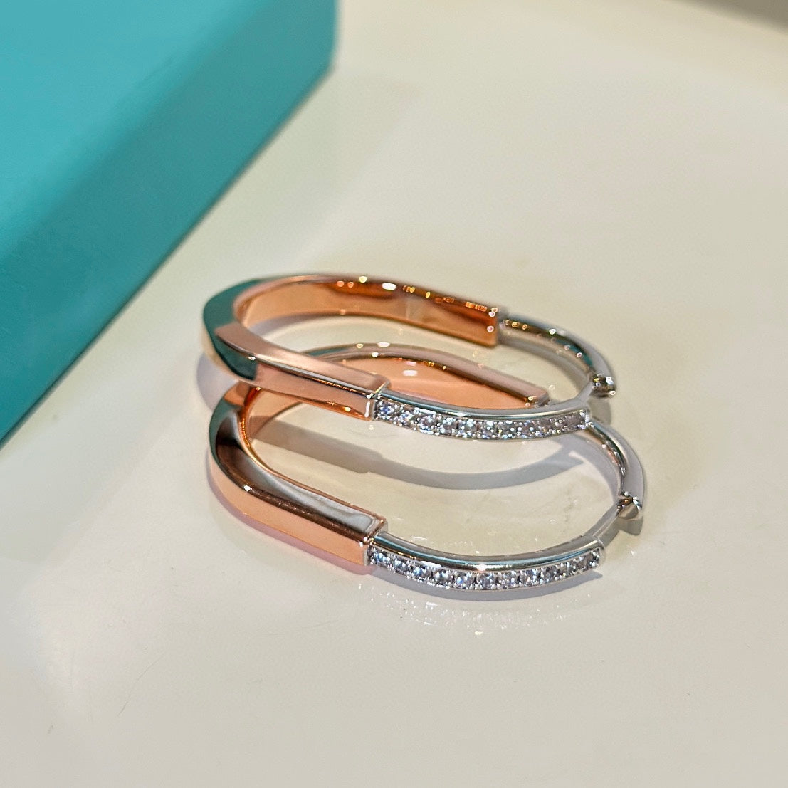 Pnstime T Lock Diamond Earrings - Image 2