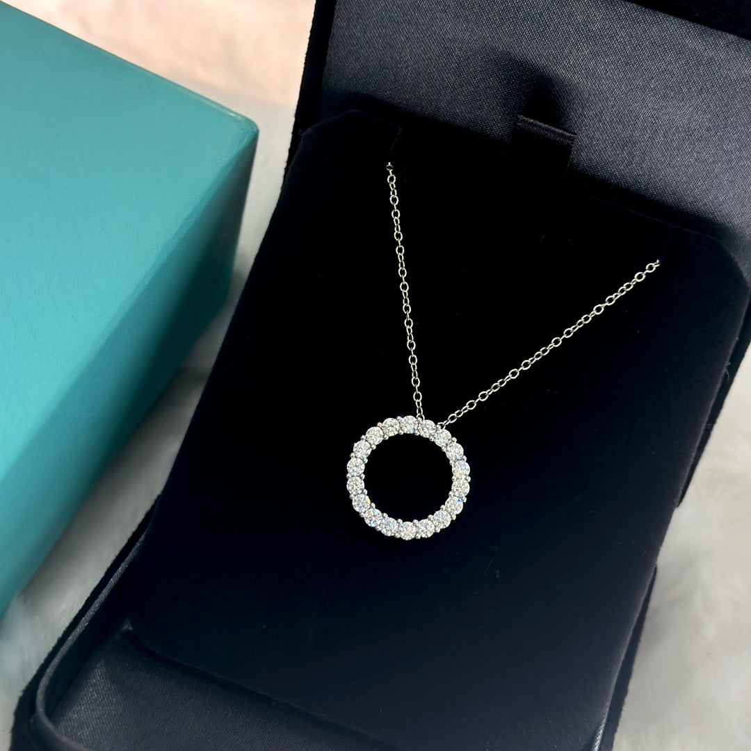 Pnstime T Circle Diamonds Necklace - Image 9