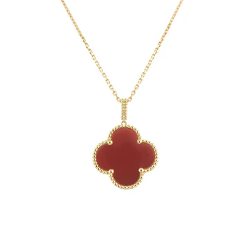 Pnstime Alhambra Secret Clover Pendant Carnelian Necklace