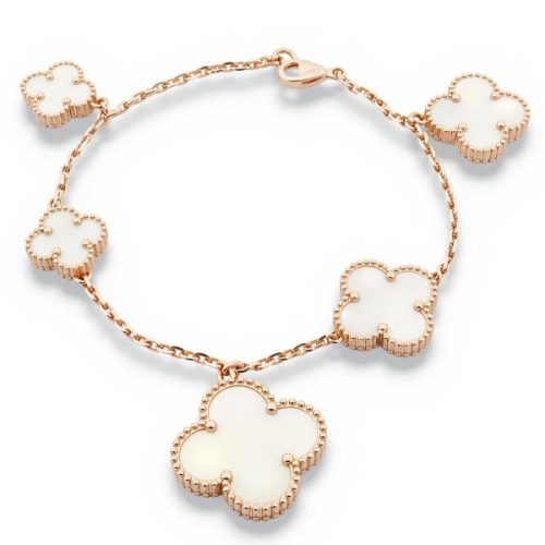 Pnstime Magic Alhambra Five Pearls Motifs Clover Bracelet Elegance