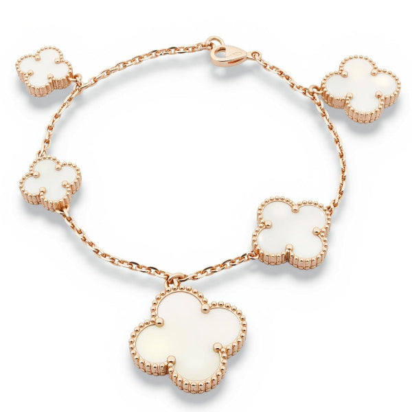 Pnstime Magic Alhambra Five Pearls Motifs Clover Bracelet Elegance