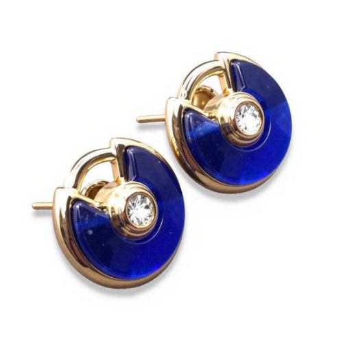 Pnstime Amulette De Lapis Lazuli Diamond Earrings Elegant