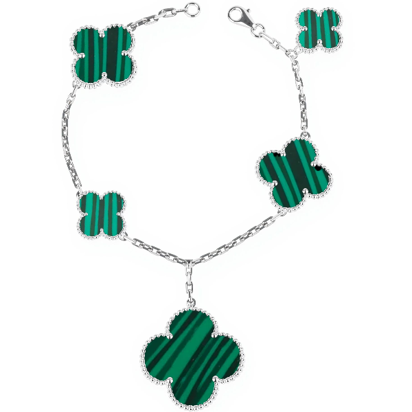 Pnstime Magic Alhambra Five Malachite Motifs Clover Bracelet Luxury - Image 2