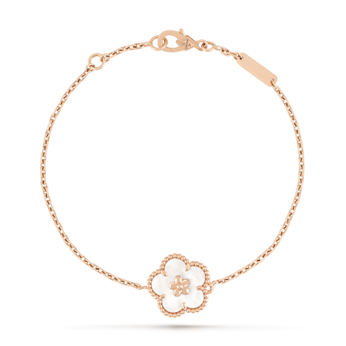 Pnstime Lucky Spring White Blossom Rose Gold Bracelet